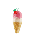 Hair claw clip featuring a delicious ice cream on a cone design, in multiple colours, with hints of marbling and translucence.