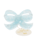 Hair claw clip featuring a pretty bow design in blue, with hints of marbling and translucence. 