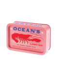 Pink mini storage tin with an illustrated lobster on the front.