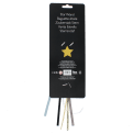 Back of glitter star wand packaging with safety warnings descriptions.