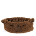Soft and cosy headband, featuring the friendly face of a capybara. 