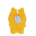 Soft yellow flannel face cloth in a dog shape, designed for gentle facial cleansing.