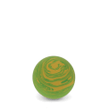 Green and yellow bouncy ball with swirling pattern.