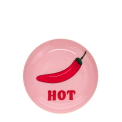 Pink trinket dish with red chilli and “HOT” text