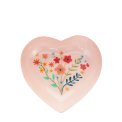 Heart-shaped pink trinket dish with floral design