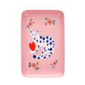 Rectangular pink trinket tray with cat design 