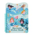 Spiral-bound mermaid sticker book with colourful underwater scenes, fish, and mermaids.