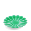 Green enamel flower-shaped trinket dish with scalloped edges
