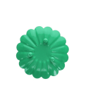 Base of green enamel flower-shaped trinket dish.