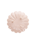 Base of soft pink enamel flower-shaped trinket dish.