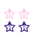Purple and pink star hair clips in a set of four.