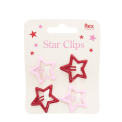 Red and pink star hair clips on display card.