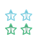 Blue and green star hair clips in a set of four.