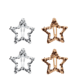Silver and gold glitter star hair clips in a set of four.