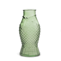 Green glass fish-shaped jug with embossed scales