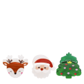Set of three Christmas hair clips featuring a Santa, reindeer and Christmas tree design.