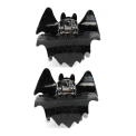 Set of two black glitter bat-shaped hair claw clips.