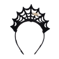 Black glitter spiderweb headband with a gold spider decoration.