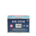 Bottom of Mini Spring packaging showing barcode, safety warning and product information