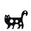 Black cat-shaped multi-tool with ruler and wrench cut-outs.