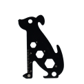 Dog-shaped multi-tool with ruler and wrench cut-outs.