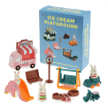 Ice Cream Playground playset with toy ice cream van, slide, swing, bunny figures and retail box.