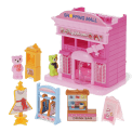 Pink toy shopping mall play set with miniature storefront a