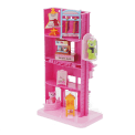 Copilot said:  Pink toy shopping mall interior with clothing display, drink bar, and miniature bear figures
