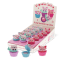 Cupcake-shaped fruity scented lip gloss pots with bear, cat mermaid and pink cat designs