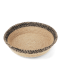 Conical jute bowl in natural and black.