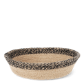 Conical jute bowl in natural and black.