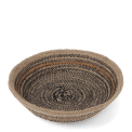 Conical jute bowl in natural, black and brown.