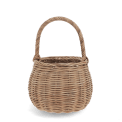 Natural wicker basket with twisted handle for storage