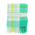 Green, white, lime green and tea check blanket.