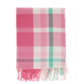 check pattern in pink, white and teal blanket