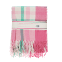 check pattern in pink, white and teal blanket