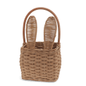 Natural rattan rabbit basket with bunny ears and carry handle