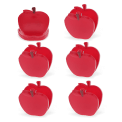 Set of six red apple-shaped bag clips