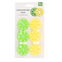 Set of six lemon and lime slice bag clips on retail backing card packaging