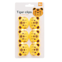 Set of six tiger-shaped bag clips on retail backing card packaging