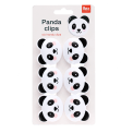 Set of six panda-shaped bag clips on retail backing card packaging