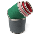 Set of four nested woven jute baskets in grey, green, pink and red
