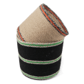 Set of two round jute storage baskets in natural and black.