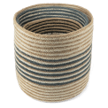 Set of three round jute striped jute baskets
