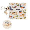 Dog-themed treat pouch with clip attachment and bone-shaped charm