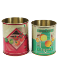 Set of two retro-style storage tins with cherry tomatoes and lemons designs