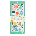 Fruit print magnetic shopping list notepad with colourful botanical design and pencil