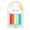 Rainbow memo pads with cloud and six colourful sticky note tabs.