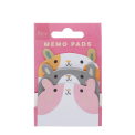 Guinea pig-shaped memo pads featuring three colourful animal designs in pink packaging.