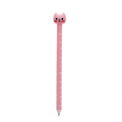 Pink cat-themed erasable ink pen with polka-dot barrel and cat-shaped topper.